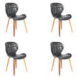 Kit 4 Cadeiras Decorativas de Escritorio Recepcao GranClass (PU) Preto - Gran Belo